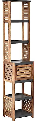 TENDANCE - Colonne de Rangement Acacia et MDF 1 Porte - Element