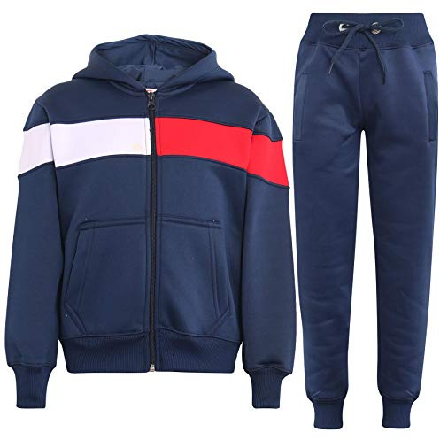 A2Z 4 Kids Girls Boys Unisex Tracksuit Designer's Contrast Panelled - T.S Plain 106 Navy 11-12