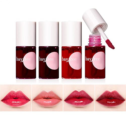 Lip Stain Tint Set Mini Liquid Lipstick Moisturizing Lip Stain Lip Eye And Cheek Triple-use Rouge Lip Gloss Natural Waterproof Sweat-proof Lipstick (4 PCS SET)
