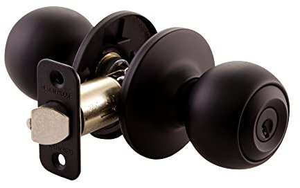 Design House 779116 - Pomo de puerta de entrada con llave de bola, color negro mate