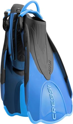 CRESSI Maui Short Fins - Verstellbare Kurzee Flossen mit EBS System zum Schwimmen und Schnorcheln, Unisex, Blau/Azurblau, L/XL (44/47), Unisex Adulti