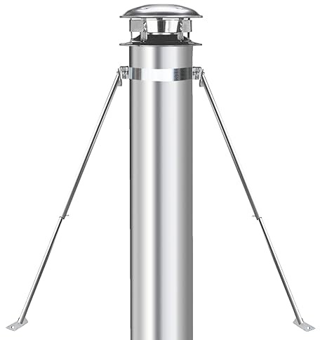 6 Extended Chimney Stove Pipe Roof Bracket Support, Stainless Steel Chimney Pipe Roof Support for Stove Pipe, Adjustable Chimney Pipe Bracing, Stability Against Wind & Snow