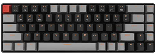 Qisan Mechanical Wireless Gaming Keyboard - 60% Mini Design, 68 Keys, US Layout | Brown Switch | Bluetooth Connectivity - Grey and Black