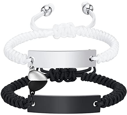 VNOX personlig gravyr par armband personliga armband familj armband | partnerarmband för par | pararmband, Einheitsgröße, Rostfritt stål