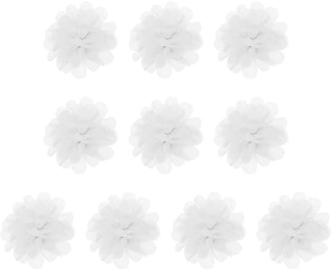PATIKIL 2,8 Chiffon Fiori, 10pz Rete Tessuto Fiori Cucito Tessuto Applique Fascia Abbellimenti per Fai-da-te Lavorazione Matrimonio Decorazioni, Bianco