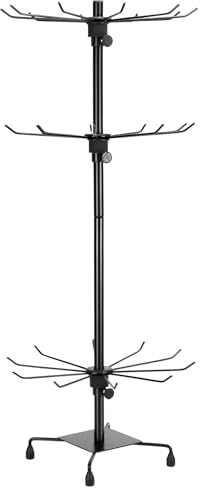 QWORK® Espositore Girevole per Gioielli a 3 Livelli in Metallo, Nero, Ideale per esporre Gioielli e Accessori