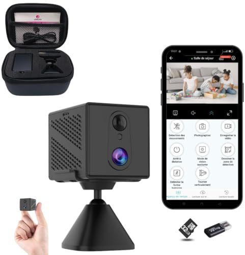 Mini Camera Espion WiFi 4K sans Fil Discrète – Caméra de Surveillance Intérieure Invisible avec Vision Nocturne, Détection de Mouvement, Longue Autonomie, Enregistreur Spy Cam Cachée + Carte SD 32 Go