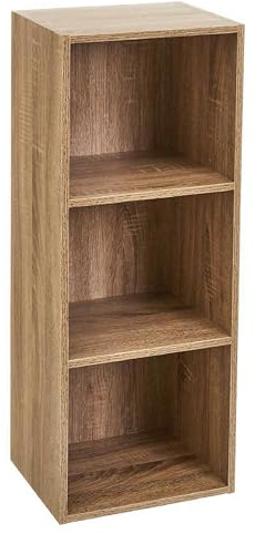 Homme Concept 3 Cube Storage Unit – Tall Narrow Oak Bookcase, Freestanding Wooden Shelving Organizer for Living Room, Kids Room, or Home Office