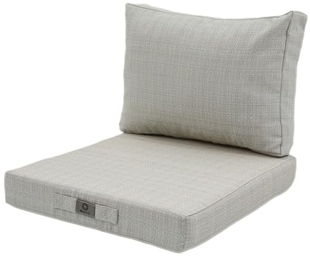 Déco Arts - Coussin Salon Jardin Premium 270g 60×60 Beige Turquoise - Lot 2 (Assise + Dossier) Déhoussable - Coussin Extérieur Fauteuil Canapé Imperméable Anti-UV