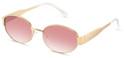 kunchu Sonnenbrille Damen-Polarisiert-Unisex-Herren-Gold-Metal-Retro-Oval-Trendy-Sonnenbrillen-Vintage-Uv400-Classic-Ultraleicht-Schutz,Geeignet FüR Camping-fotografie-Outdoor-Geschenke für frauen-9
