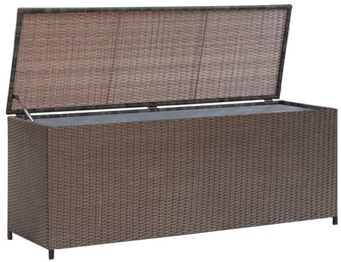 Gecheer Scatola di immagazzinaggio da giardino marrone, 120 x 50 x 60 cm, in resina intrecciata, scatola di immagazzinaggio per esterni, organizer per attrezzi da giardino, cassapanca per balcone