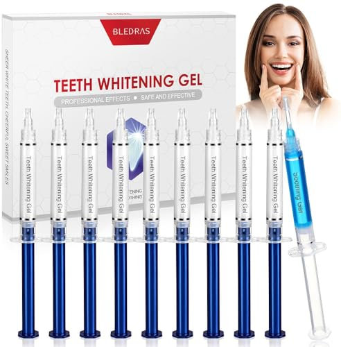 Bledras Zahnbleaching Gel Nachfüllpackung 10 Stück – Professionelles Aufhellungsgel mit Beruhigendem Gel, Schnelle & Schmerzfreie Zahnaufhellung – Sicher und Sanft für Sensible Zähne