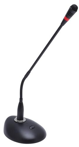 XLR Gooseneck Microphone, Cardioid Adjustable Desktop Mic for Lecture Conference, Clear Sound with Anti Slip Pad, Indicator Light, Easy Setup, Detachable Tube, Storable and