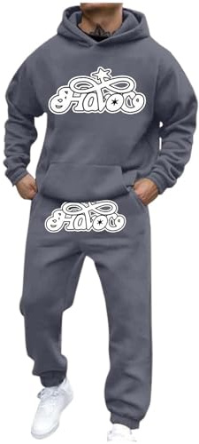 Generisch Stylish men's suits for everyday wear, leisure, shopping, wide cut with drawstring, fashionable design, ideal for winter, gray, S