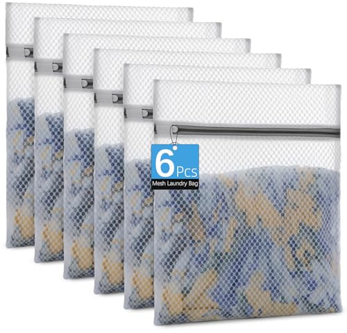 Honeycomb Mesh Laundry Bags for Delicates - 12x16 Inches Medium Washing Bags for Bras, Lingerie, Socks, Baby Clothes - Gentle Wash Protection with Zipper Closure (6)
