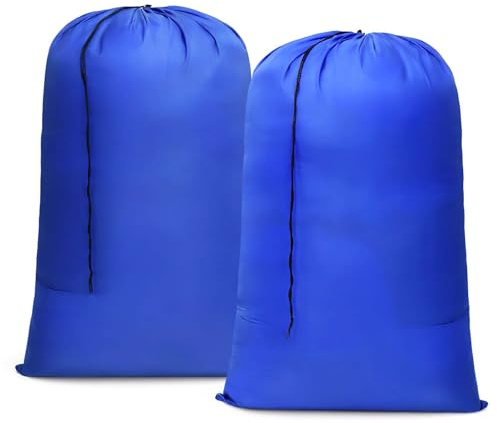 OTraki 2 Pezzi Sacchi da Biancheria con Coulisse Grandi,70x115 cm Sacco Portaoggetti Pieghevole,Sacchetti per Vestiti Sporch Laundry Bag per Campeggio,Palestra e Hotel,Camera da Letto,Blu