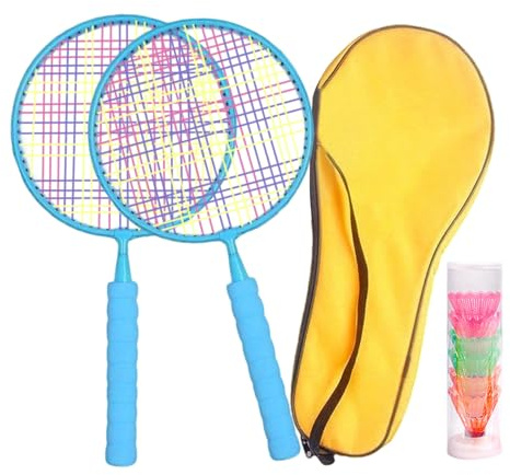 Racchetta da badminton per bambini, con racchette e 6 palline, giocattolo sensoriale per genitori, bambini, racchetta da badminton per sport, gioco fisico in interni ed esterni