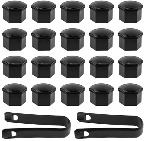MISIQIMA 20 piezas de tapacubos para tuercas de rueda, tapas de 17 mm para tuercas de rueda con extractor de tapacubos, tapacubos universales para el centro de neumáticos, tapas de rueda para tuercas