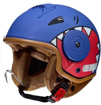Barnmotorcykelhjälm, Söt Flickhjälm För Scooter, Cykelhjälm För Pojkar, Öppen Jethjälm Med Visir, Justerbar Barnhjälm 4-12 År 4,(46-54CM)