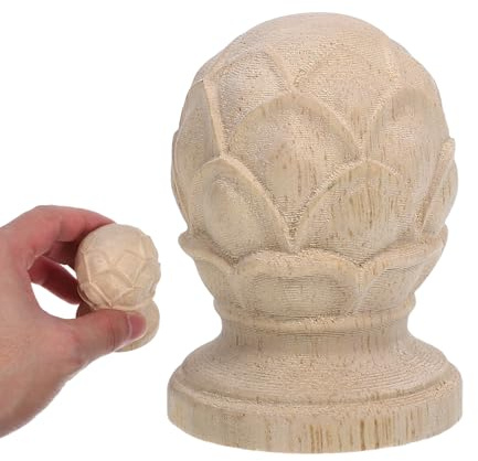BIUDECO Remate de Madera Tallada Piña Estilo Europeo 4x6 Cm para Postes de Cama y Barras de Cortina Decoración Interior Artesanal Resistente para Hogar