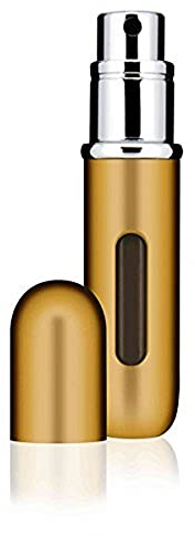 Travalo Classic HD Perfume Atomizer - Leak-Proof and TSA Approved for Air Travel - Reusable, Airtight, Easy-Fill Mini Pump Sprayer - Lightweight, Elegant Design w/Volume Window - Gold 0.17oz