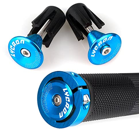 LYCAON Lenker Griffe, rutschfeste Gummi Fahrrad Griff mit Aluminium Lock, Handgriff für Scooter Cruiser Urban Dreirad Rad Stuhl Mountain, Road Bike MTB BMX (Blau)