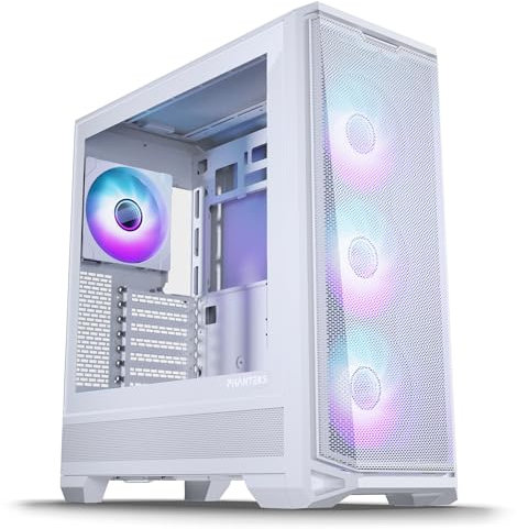 PHANTEKS Eclipse G400A Gaming Midi Tower Weiß – PC Gehäuse mit 4X 140-mm-D-RGB-Lüftern, Tempered Glass, Mesh-Front, E-ATX kompatibel, 360mm Radiator Support, optimiertes Kabelmanagement