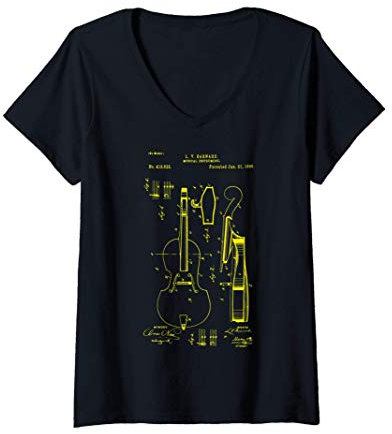 Femme Violoncelle Violoncelle Vintage Violoncelle T-Shirt avec Col en V