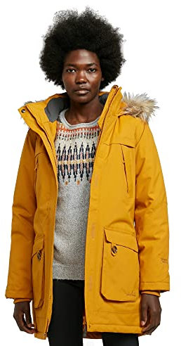 Peter Storm Women’s Paloma Parka Jacket with Faux Fur Lined Hood and 4 Pockets, Waterproof, Insulated (UK, Numeric, 16, Regular, Regular, Yellow)