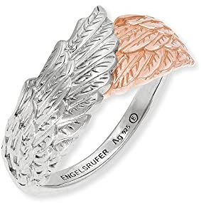 Engelsrufer Damen Ring Flügel Symbol aus Sterling Silber Bicolor in Silber und Roséold - Größenverstellbar - nickelfrei