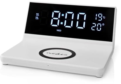 Nedis väckarklocka trådlös laddning | Qi-certifierad | 5/7,5/10/15 W | USB-A-kontakt | 2 larmtider | Snooze-funktion