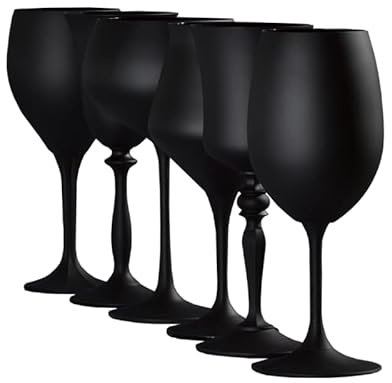 Crystalex Weingläser Schach Gambit Kristallglas einfarbig schwarz oder weiß 6er Set 400 ml Bohemia (Schwarz)