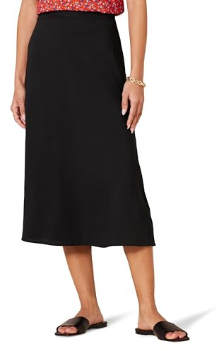 Amazon Essentials Falda Midi Georgette sin Forro Mujer, Negro, 42