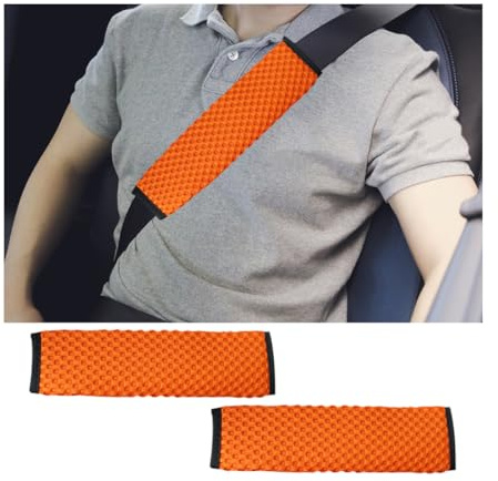 Osilly 2Pcs Car Seat Belt Covers, Mesh Universal Seatbelt Shoulder Strap Protector, Breathable Auto Seat Belt Pads Cover, Harness Cushion for Comfortable Driving, Automotive Accessories (Orange)