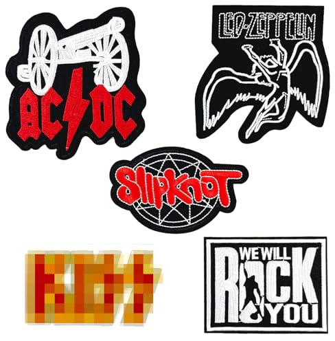 5 pezzi Hard Rock Band Patch Heavy Metal Patch da cucire/stirare per giacche, t-shirt, jeans