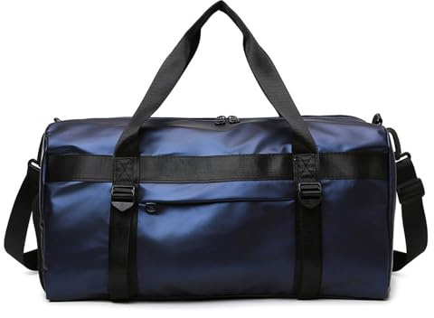 Vllcsla Sportväska med stor kapacitet yogaväska, 50 x 25 x 25 cm, sportväska för män och kvinnor, resväska med våt ficka och skofack, med yogamattatejp, Färg: blå, 50 x 25 x 25 cm