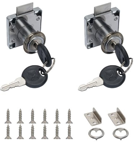 Luabue 2 Piezas Cerradura Taquilla Cerraduras de Seguridad para Gabinete con Llave, Cerradura de Armario para Muebles, Gabinete, Buzón