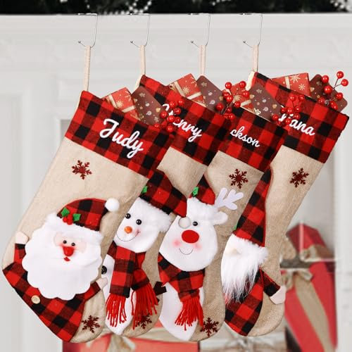 Bemaystar Weihnachtsstrumpf personalisiert mit Namen Weihnachten Geschenktasche Personalisierte Xmas Socken für Feiertags,Familienparty,Dekor,Geschenk