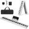 KOMFOTTEU Digitales Piano 88 Tastatur, Elektroklavier Faltbar, elektronisches Klavier, Digitale Keyboard tragbar mit Sustain-Pedal, 20 Demos/ 128 Rhythmen Digitalpiano Set (Weiß)