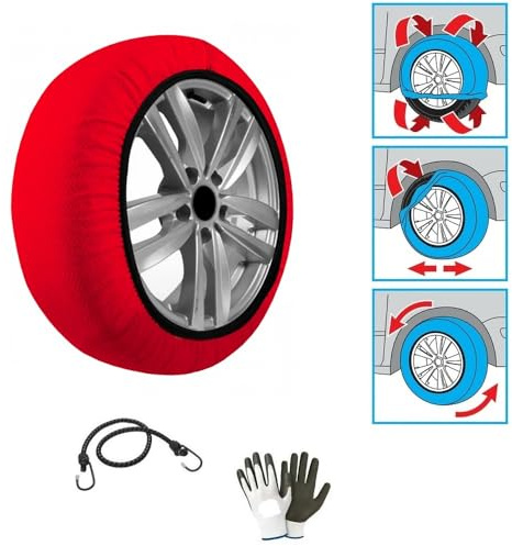 CALZE DA NEVE GHIACCIO PER PNEUMATICI 255/40 R18 CERCHIO 18 MISURA L CALZA DA NEVE OMOLOGATA PER AUTO,SUV,4X4,FURGONI, TESSUTO ANTI-SLITTAMENTO PER TRATTI DI STRADA MISTA 1 COPPIA=2 PEZZI