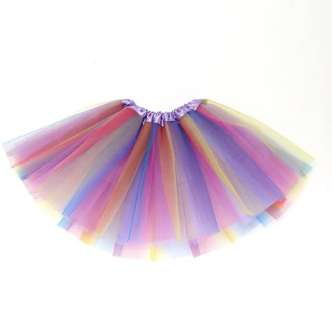 BCHKO 1 Unidad Falda de Tul para Niñas, Tutú Arcoíris Infantil, Falda de Ballet de Capas, Vestido de Princesa para Baile, Fiesta de Cumpleaños, Festival, Tutú para Mujeres (para 3-8 Años) (Multicolor)