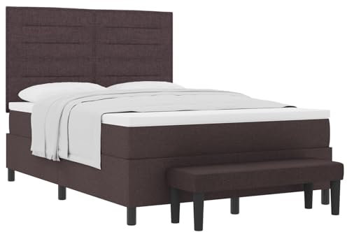 vidaXL Boxspringbett mit Matratze & Bank Dunkelbraun 140X200 cm Stoff Elegantes Design Bequeme Unterstützung Einfache Montage Perfekt für Schlafzimmermöbel Topper Schaum Taschenfederkern
