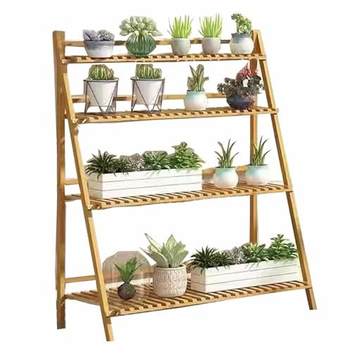 Estante de 4 niveles para uso en interiores y exteriores, soporte de esquina para macetas, estante de escalera de madera para plantas y flores, ideal para sala de estar, balcón, jardín y patio