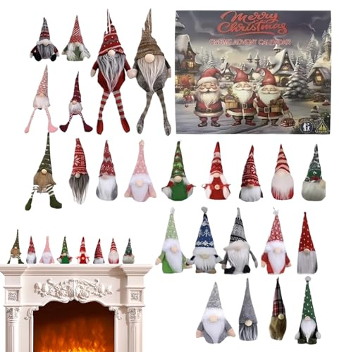 Calendario 'Avvento Natale Nano, Calendario 'Avvento Con Giocattoli Nani 24 Giorni | Giocattoli Collezionabili Decorazioni Feste Per Tavolo Festa Mantel