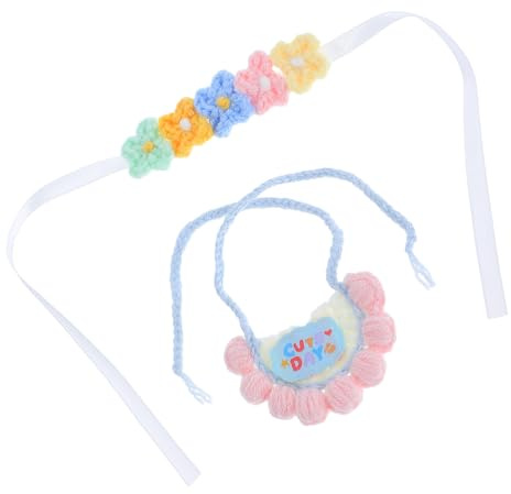 Uonlytech Bavoir Et Bandeau Fleuri pour Poupée Accessoires Décoratifs pour Peluches Et Poupées Robes Et Tenues pour Collection