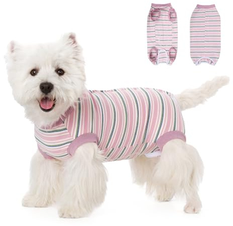 FEimaX Dog Surgery Recovery Suit, Puppy Surgical Bodysuit After Surgery for Female Male Dogs Recovery Suits Cone E-Collar Alternative Dog Onesie Pet Shirt for Small Medium Dogs Cats (XS, Pink)