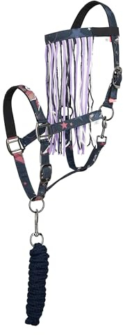 Imperial Riding Ensemble Licol avec Corde de Fixation et Franges à Mouches – Licol en Nylon Robuste avec Boucle, Fermeture et Crochet Snap, Confortable et Facile d'entretien, Pixie Dust AOP, Poney