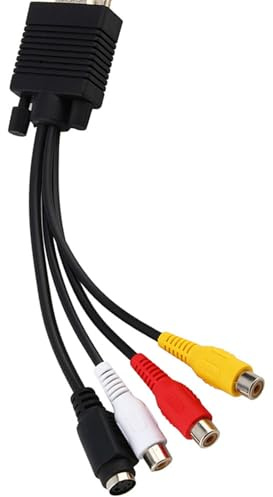 Akozon VGA SVGA a S Video 3 AV TV Adaptador Convertidor Cable Conector para PC Portátil, VGA SVGA a S Video 3 Compuesto AV TV out Adaptador Convertidor Cable Conector Entrada Estándar