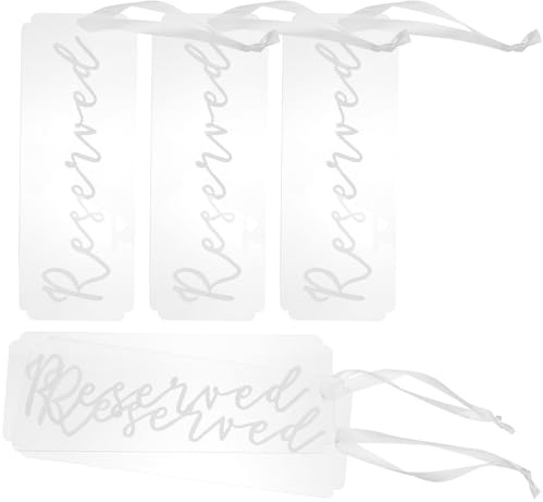 OKUMEYR Set 5 Cartelli per Posti Riservati Matrimonio in Acrilico Trasparente, Etichette Appese per Sedie con Design Elegante, Segnaposto Versatili per Eventi e Celebrazioni