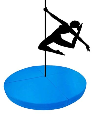 Extra stor rund poledance-matta för nybörjare – 119 x 3 cm, anti-fallskyddsmatta för fitness och gymnastik, halkfri blå, perfekt för alla övningar
